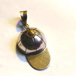 TAXCO TR-128  MEXICO STERLING/GOLD JOCKEY HAT PENDANT VINTAGE